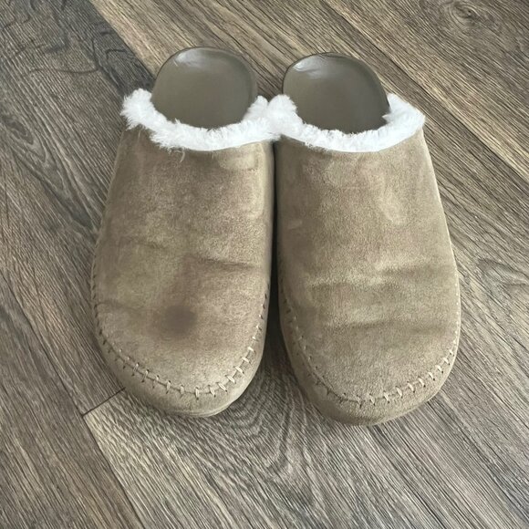 JENNI KAYNE Shearling-Lined Moc Clog Suede in Laurel Green Size 39 Size 9 - Picture 9 of 16